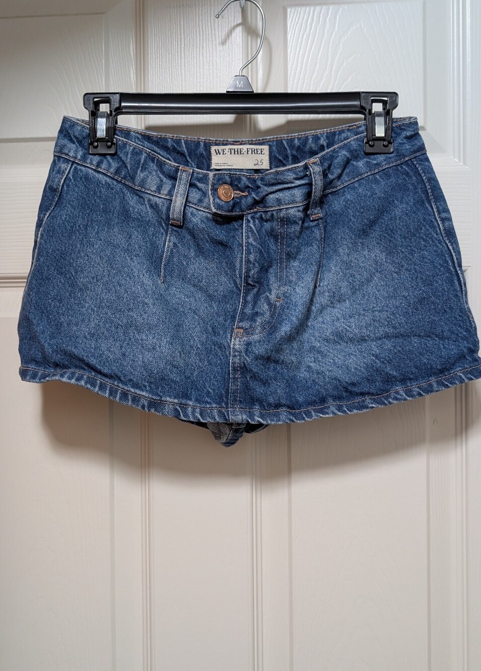 We The Free Gallivanting Peekaboo Skort Size 25 Blue Jean Free People Microskirt
